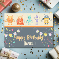 Carte de vœux d'anniversaire Robots Joyeux