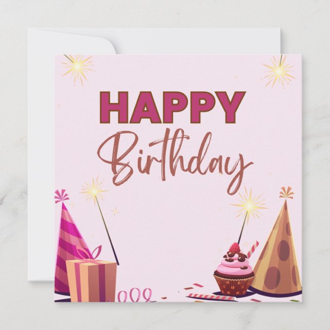 Carte de vœux d'anniversaire rose moderne (Devant)