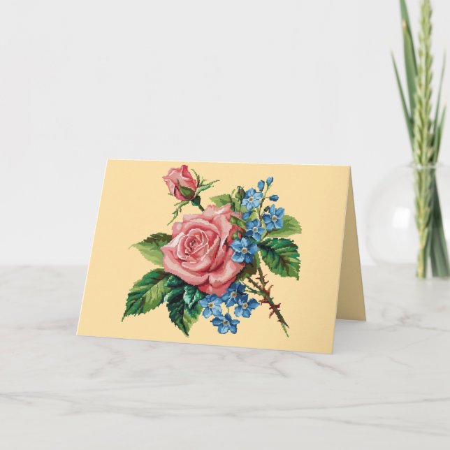 Carte de voeux d'anniversaire Rose vintage (Devant)