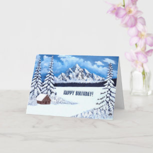 Carte de vœux d'anniversaire Scène hivernale merve