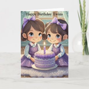Carte de voeux d'anniversaire Twin Girls