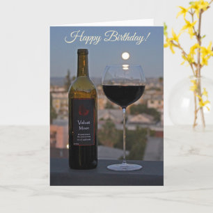 Carte de vœux d'anniversaire vin et lune magnifiqu
