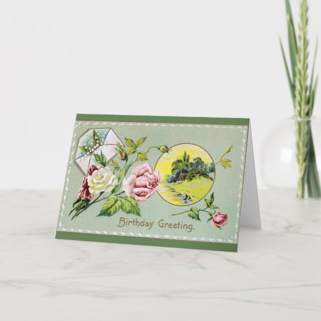 Carte de voeux d'anniversaire vintage (Devant)