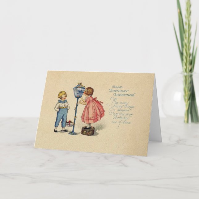 Carte de voeux d'anniversaire vintage (Devant)