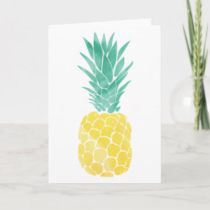 Carte de voeux d'aquarelle d'ananas (blanc à