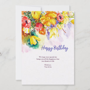 Carte de voeux d'aquarelle d'anniversaire