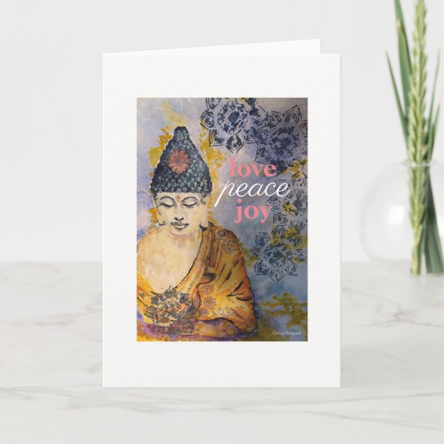 Carte de voeux d'aquarelle de Bouddha de joie de (Devant)