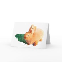 Carte de voeux d'aquarelle de lapin