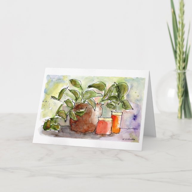 Carte de voeux d'aquarelle Still Life (Devant)