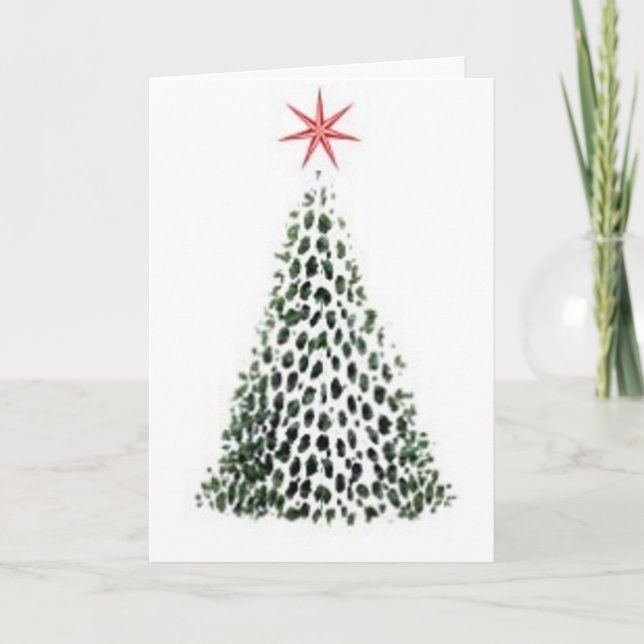 Carte de voeux d'arbre d'étoile de neige (Devant)
