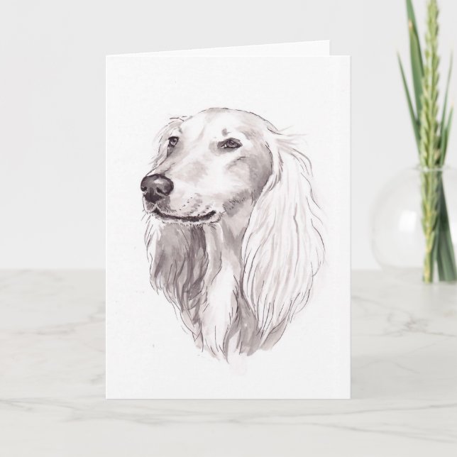 Carte de voeux d'art de chien de Saluki (Devant)