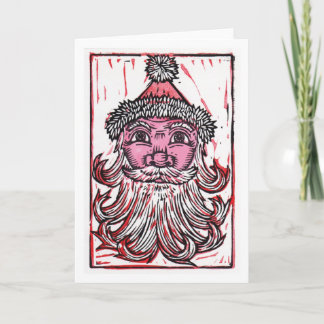 Carte de voeux d'art du père noël Linocut