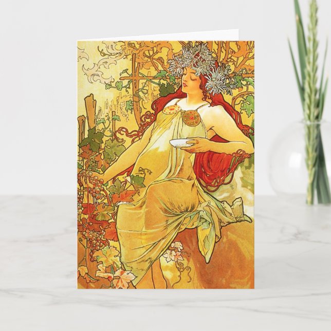 Carte de voeux d'automne d'Alphonse Mucha (Devant)