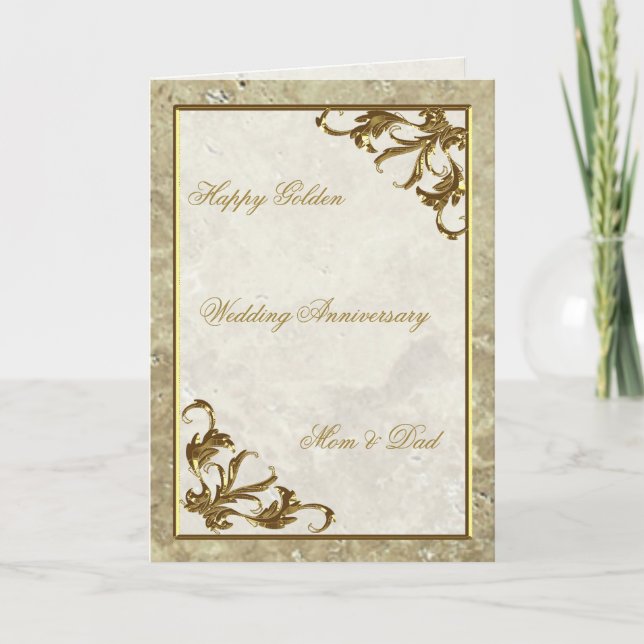 Carte de vœux de 50e anniversaire de mariage en ma (Devant)