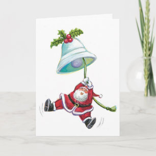 Carte de voeux de Bell du père noël et de Noël