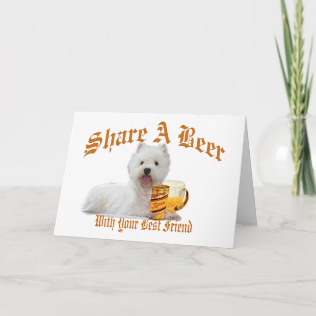 Carte de voeux de bière Westie Shares (Devant)