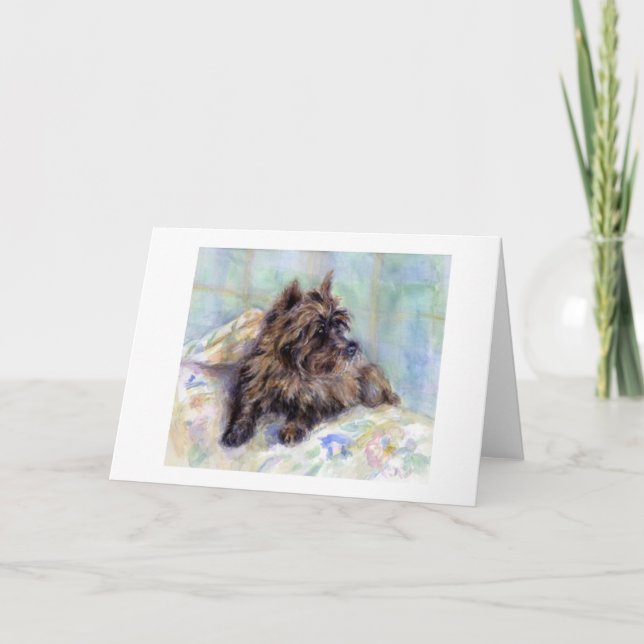 Carte de voeux de blanc de portrait de chien de (Devant)