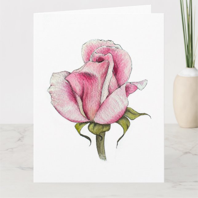 Carte de voeux de blanc de rose d'aquarelle (Devant)