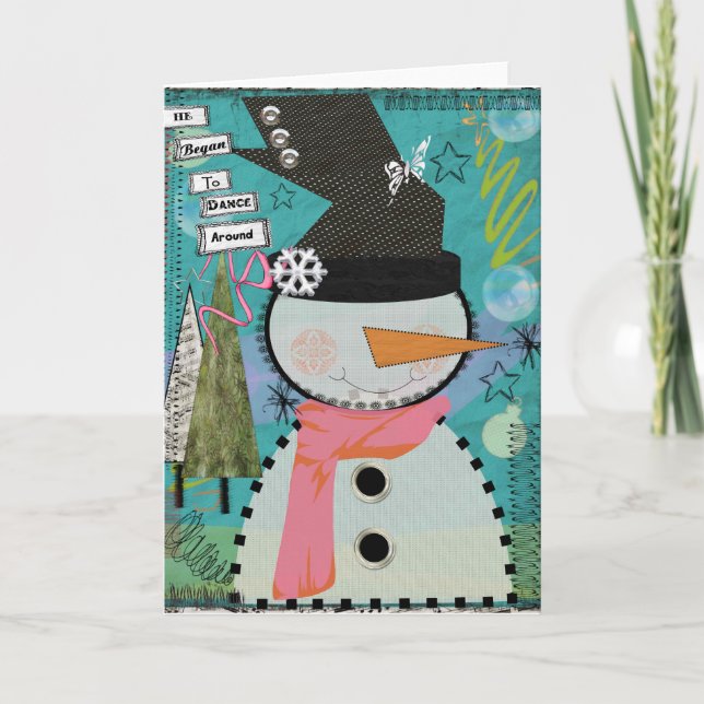 Carte de voeux de bonhomme de neige 5x7 "qu'il a (Devant)