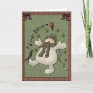Carte de voeux de bonhomme de neige de Wynter
