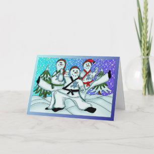 Carte de voeux de bonhommes de neige de Noël de