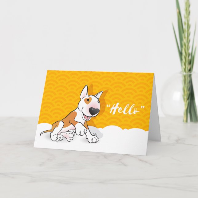 Carte de voeux de bull-terrier "bonjour " (Devant)