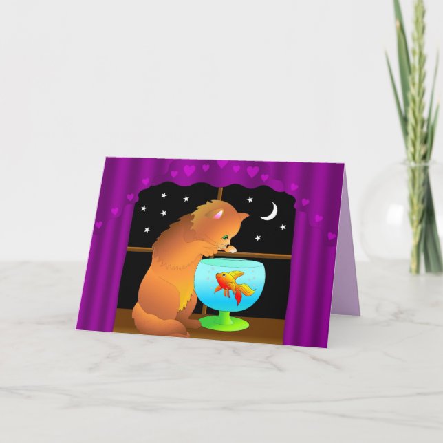 carte de voeux de chat curieux (Devant)