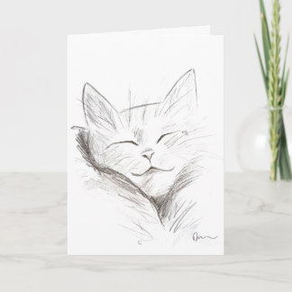 Carte de vœux de chat mignon endormi