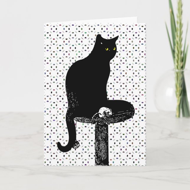 Carte de voeux de chat noir (Devant)