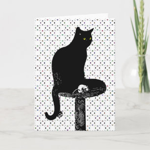 Carte de voeux de chat noir