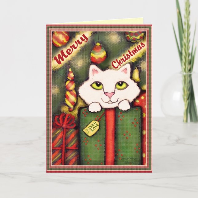 Carte de voeux de chaton de Noël (Devant)