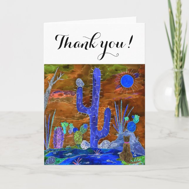 Carte de voeux de chats du désert mignonne et colo (Devant)