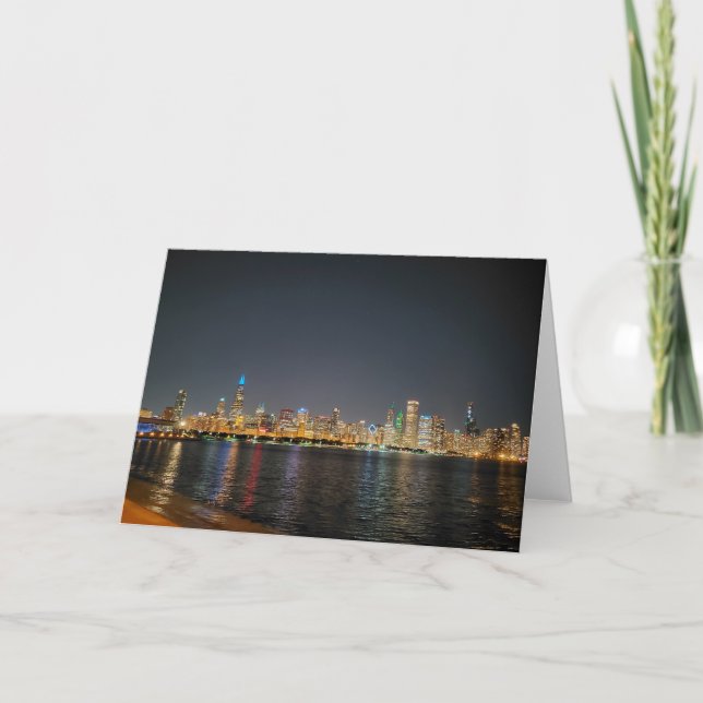 Carte de voeux de Chicago Night Skyline (Devant)