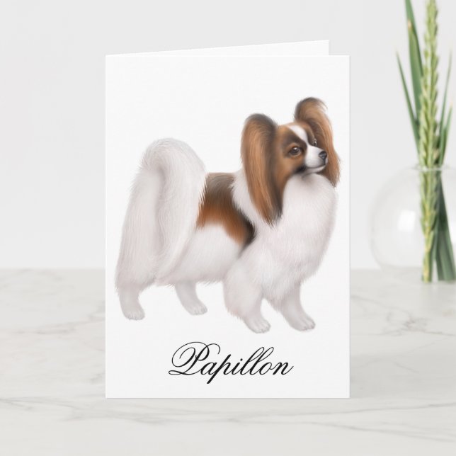 Carte de voeux de chien de Papillon (Devant)