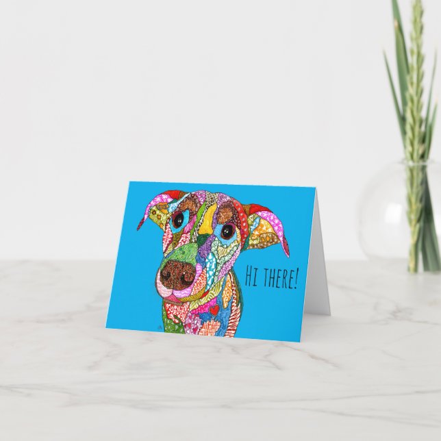 Carte de voeux de chien de race mixte mignonne et  (Devant)