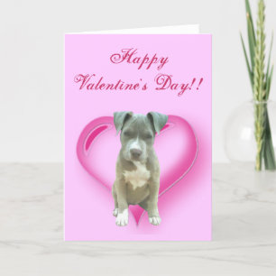 Carte de voeux de chiot de Pitbull de heureuse