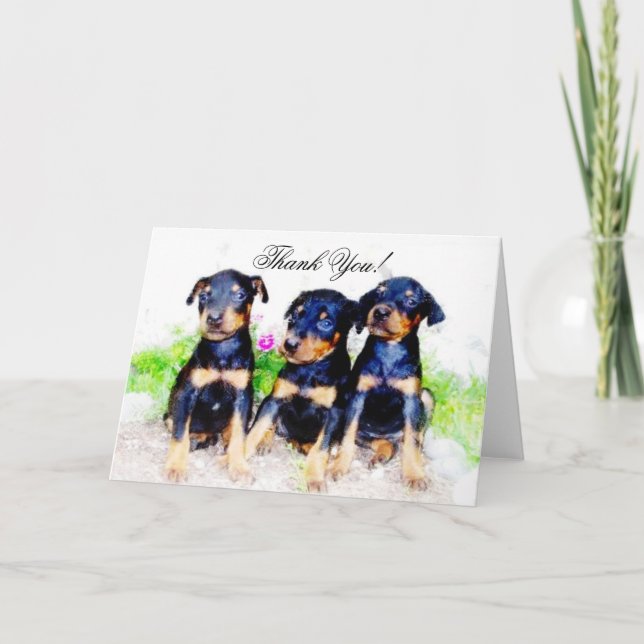 Carte de voeux de chiots de Pinscher de dobermann (Devant)