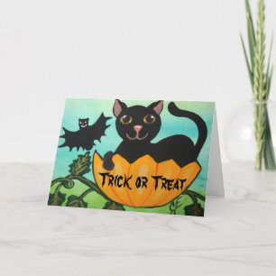 Carte de voeux de citrouille de Halloween de chat