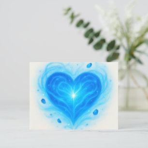 Carte de voeux de coeur bleu radiant - Lumière spi