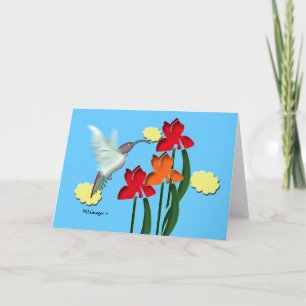 Carte de voeux de colibri et d'iris