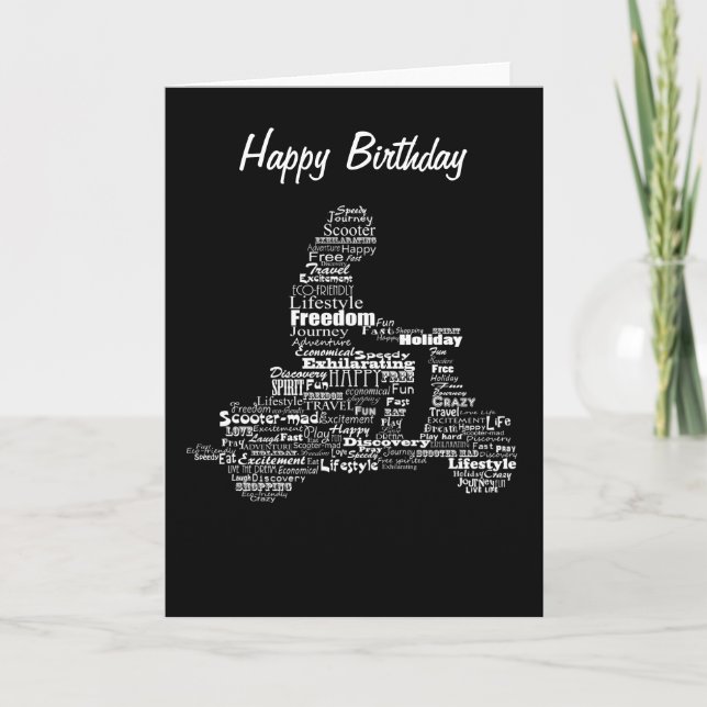 Carte de voeux de collage de mot de scooter (Devant)