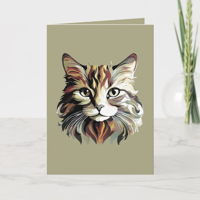 Carte de vœux de conception d'art de chat (Devant)