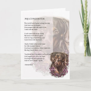 Carte de voeux de Dachshund Dog Comforter Poésie