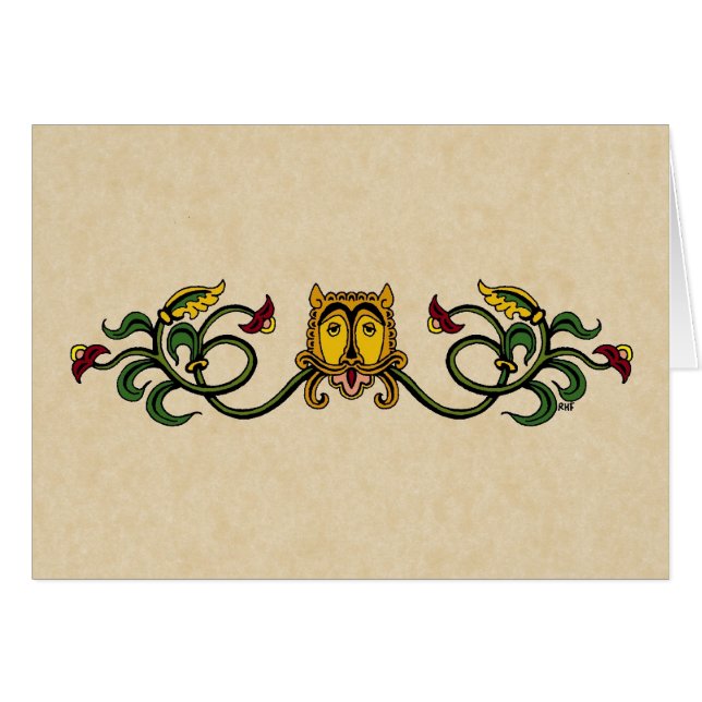 Carte de voeux de design Lion médiévale (Devant horizontal)