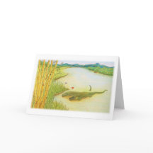 Carte de voeux de dessin d'amour de crocodile