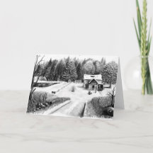 Carte de voeux de dessin de la ferme vierge