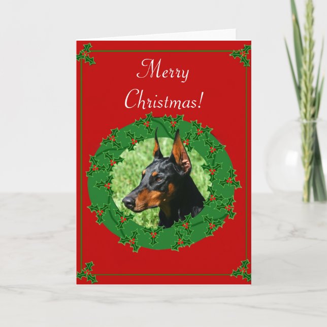 Carte de voeux de dobermann de Joyeux Noël (Devant)