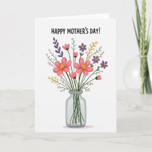Carte de vœux de fête des mères aux fleurs sauvage