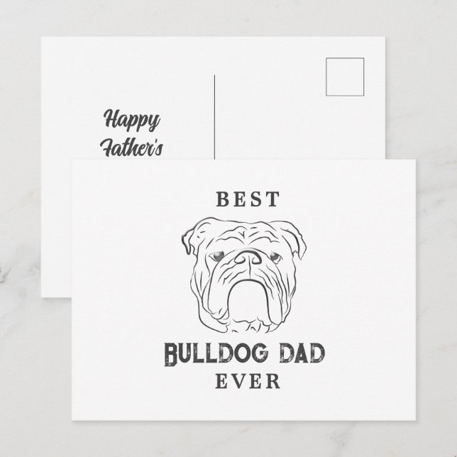 Carte de voeux de Fête des pères de Bulldog Papa a (Devant / Derrière)