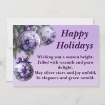 Carte de vœux de fêtes avec ornement violet élégan